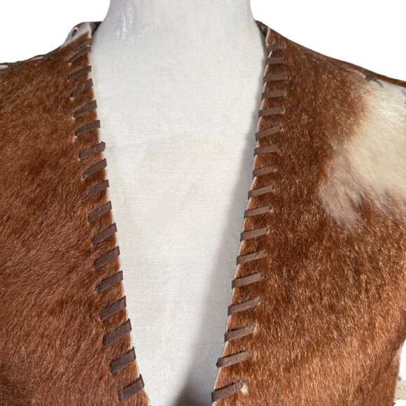 Ralph Lauren Sport vintage leather vest with a natural hair on cowhide size M - Picture 5 of 12